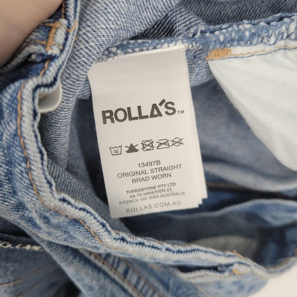 Rolla's Brad Worn Distressed Original Straight Leg Jeans 25 - Picture 9 of 10